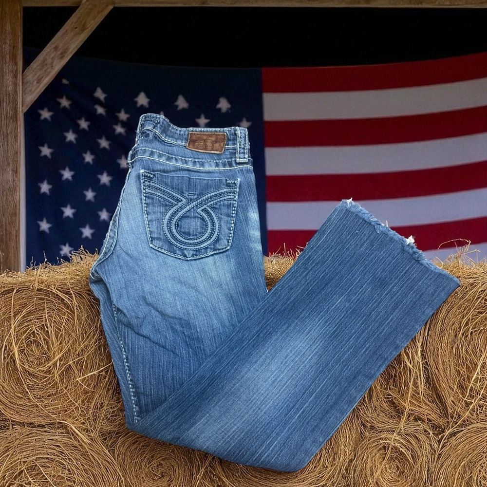 Big Star Women's Blue Bootcut Jeans with Frayed Hem